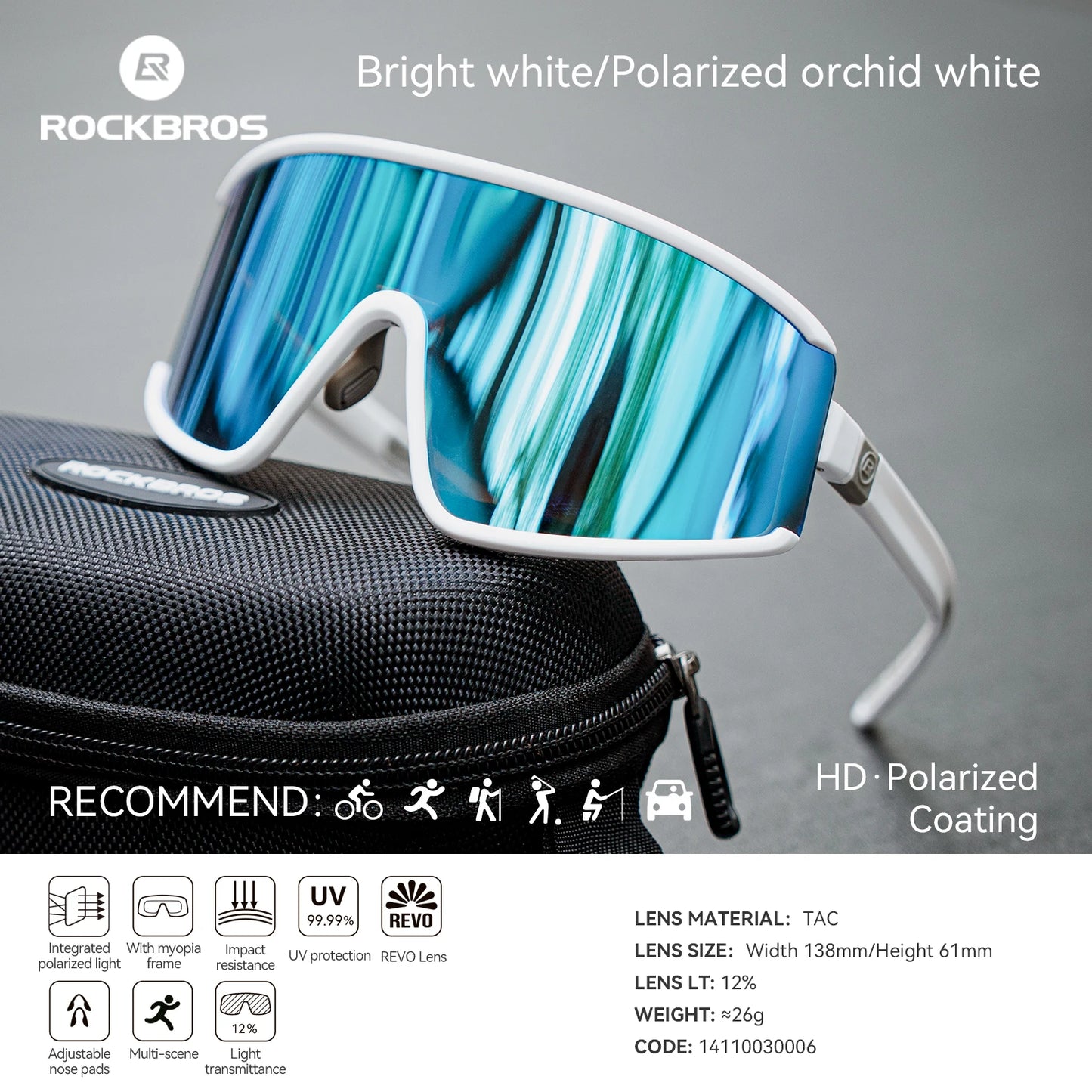 ROCKBROS Cycling Glasses Polarized / Photochromic Anti-fog Bike Eyewear Sunglasses UV400 Outdoor Sports MTB Road Bicycle Glasses