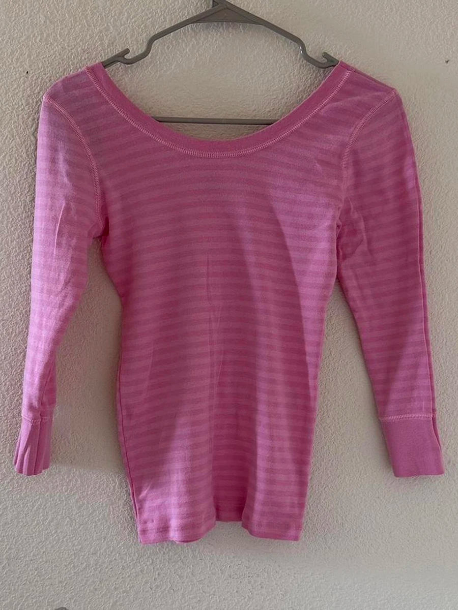 Pink Striped Slim Long Sleeve Tees Women Spring Casual Cotton O-neck Tshirt New Tops Clothes Sweet Cute  Vintage T-shirts Y2K