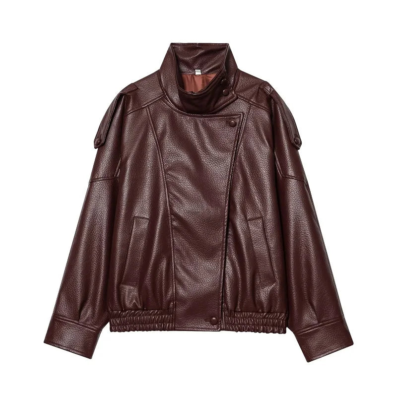 MUJER Faux Leather Bomber Jackets for Women Fashion Windbreaker Jacket Woman Warm Winter Women's Coat Outerwears Overcoat Female
