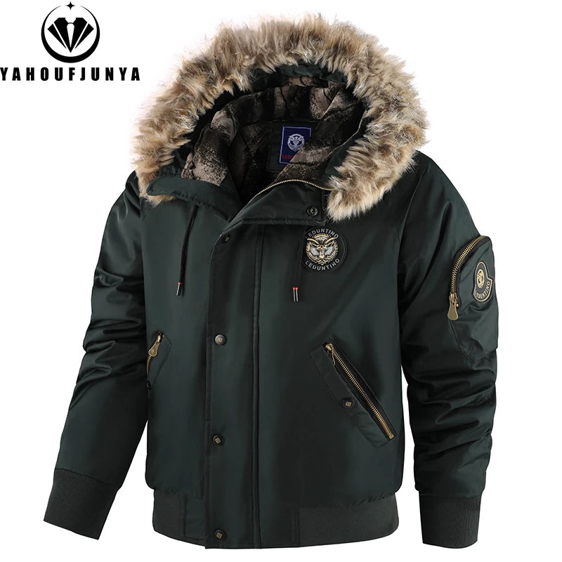 2025 Winter Men Outdoor Windproof Fleece Warm Travel Jacket Men Hooded Casual Fashion Style Zipper Pocket Jacket Male Coat Tops