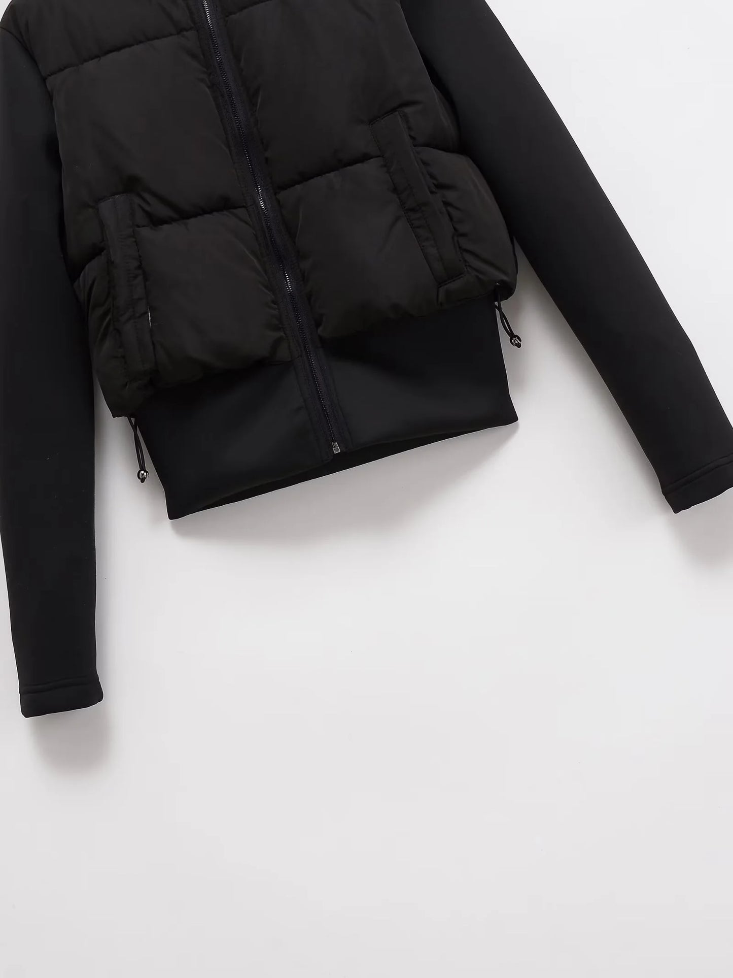 UNIZERA2025 autumn new women's casual fashion slim stretch fabric splicing cotton coat warm hooded cotton coat