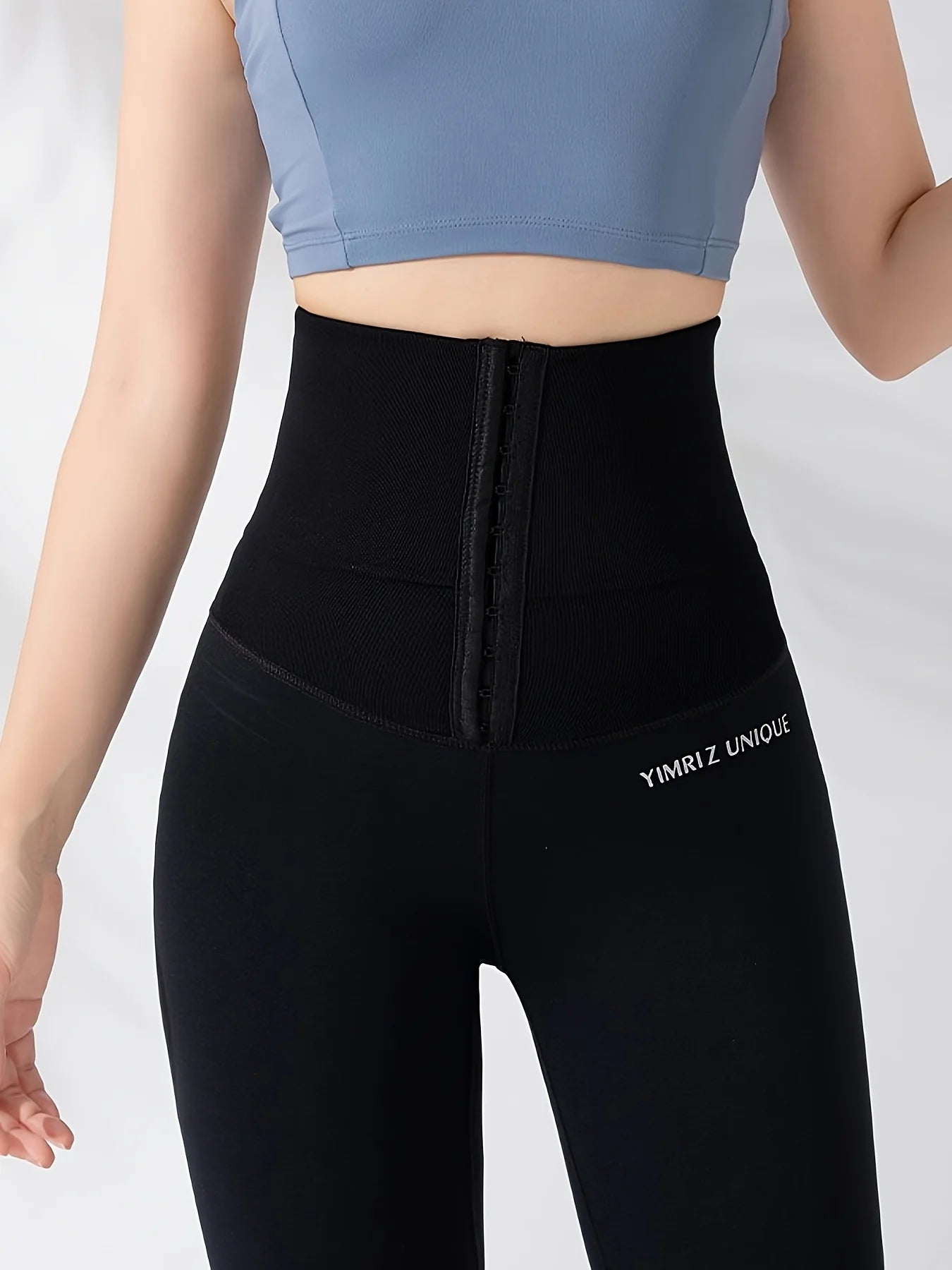 Women's High Waist Tummy Control Leggings Button Closure Butt Lifting Stretch Yoga Workout Pants