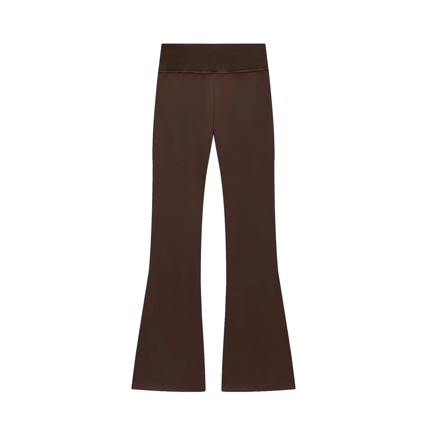 2025 Autumn New Women's Casual Lapel Long-Sleeved Zipper Fleece Jacket + High-Waisted Terry Flared Trousers