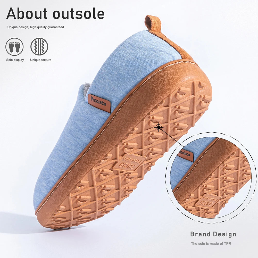 Pmoiste Soft House Boots Slippers Women Comfortable Warm TPR Wedge Memory Foam Designer Home Shoes Winter Indoor High-quality