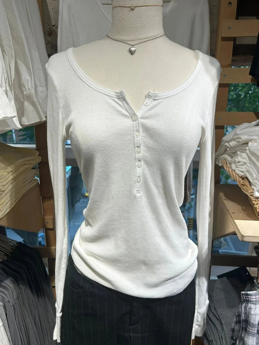 Pink Striped Slim Long Sleeve Tees Women Spring Casual Cotton O-neck Tshirt New Tops Clothes Sweet Cute  Vintage T-shirts Y2K