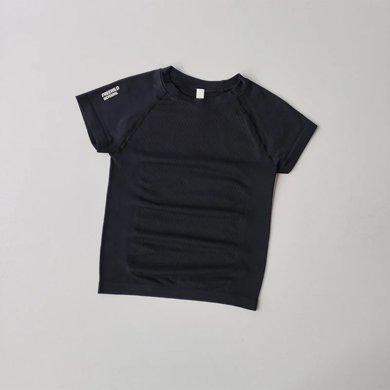 Yoga Suits for Women Short-sleeved Tops Tights Stretch Fast Drying Breathable T-shirt Professional Pilates Fitness Round Collar