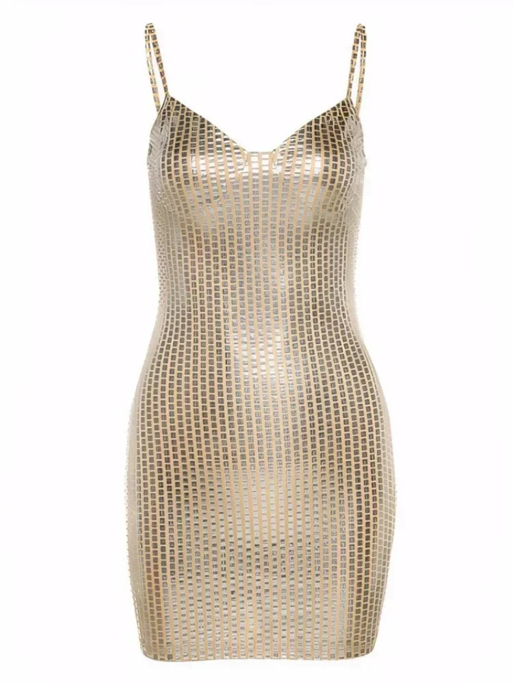 2025 New Summer Sexy Women Dresses Night Club Minis Strap Party Evening Dresses Backless Birthday Checkered Sequins Long Dresses