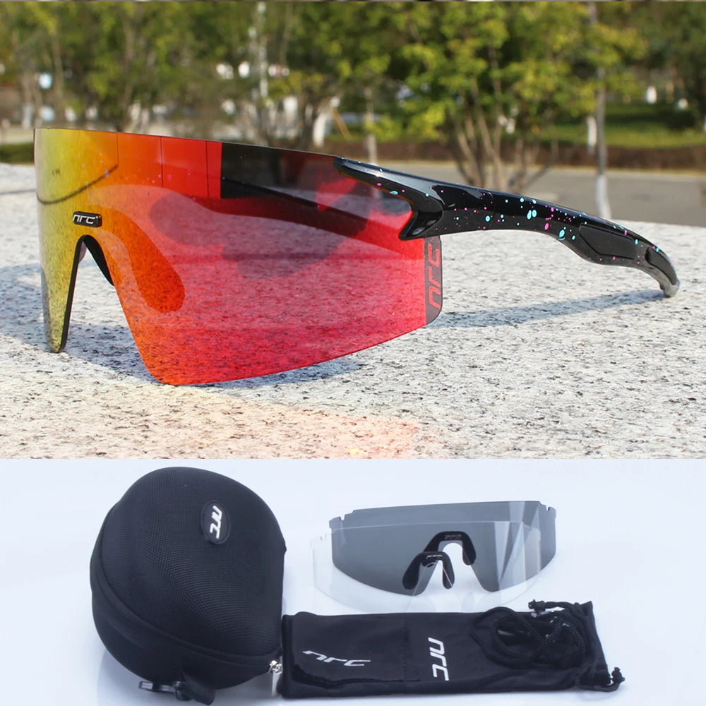 NRC Cycling Sunglasses 3 Lens UV400  TR90 Sports Bicycle Glasses MTB Mountain Bike Fishing Hiking Riding Eyewear for Men Women
