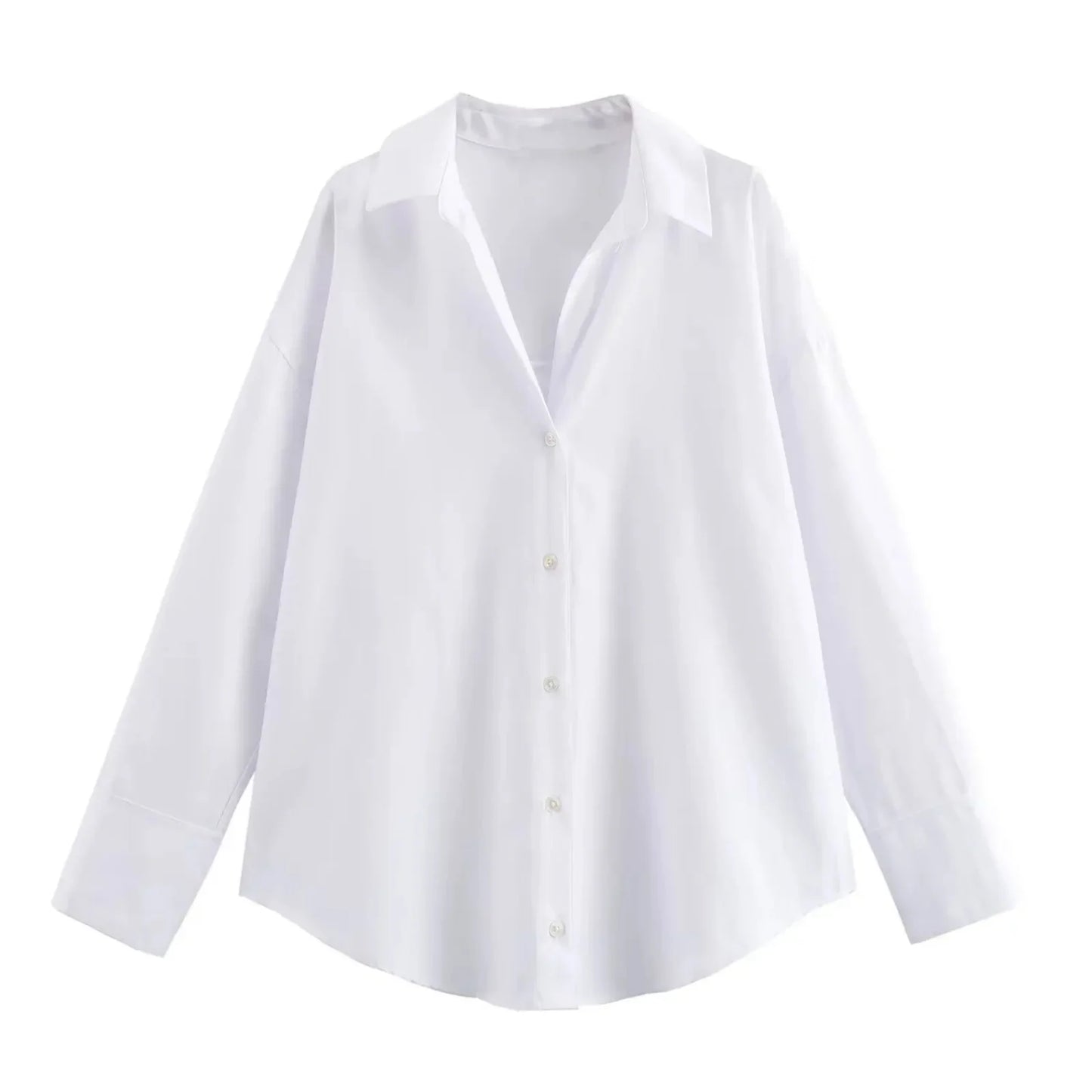 BSAY Women Fashion Spring Cotton Oxford Long Sleeve Single-breasted Lapel Blouse Street Clothing Shirt Chic Ladies Tops Mujer